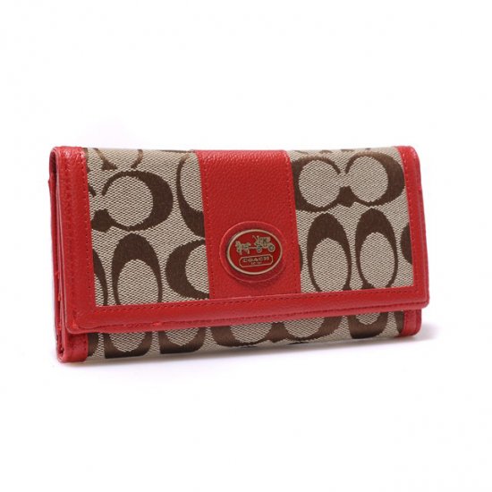 Coach Legacy Slim Envelope in Signature Large Red Wallets BLM - Click Image to Close